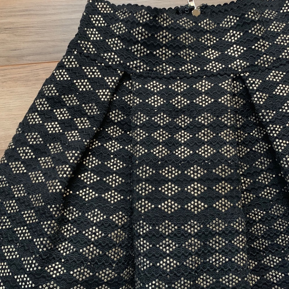 Blue Rain Black Skirt W/ Gold Francesca’s - Picture 2 of 6